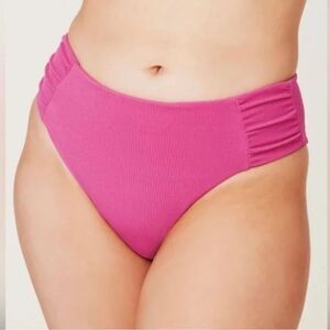 Andie Swim The Ruched Side Bikini Bottoms Pink Orchid Size Medium NWT